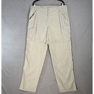 Columbia Pfg Pants Men XL Convertible Cargo Elastic Waist Khaki Utility Gorpcore